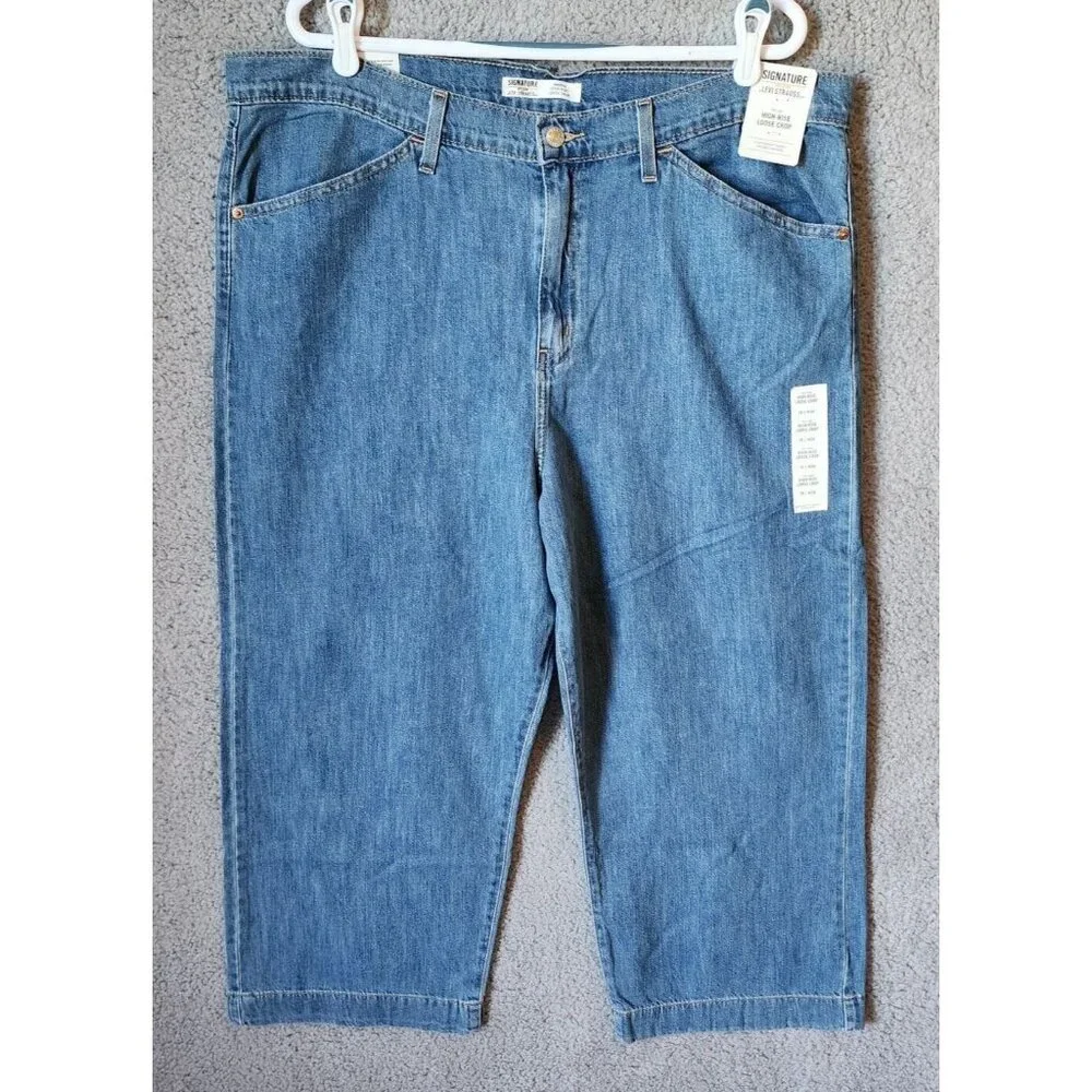 NEW‎ Signature by Levi Strauss Women's Heritage High-Rise Loose Crop Jeans Sz 18